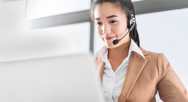 woman working as a telemarketer