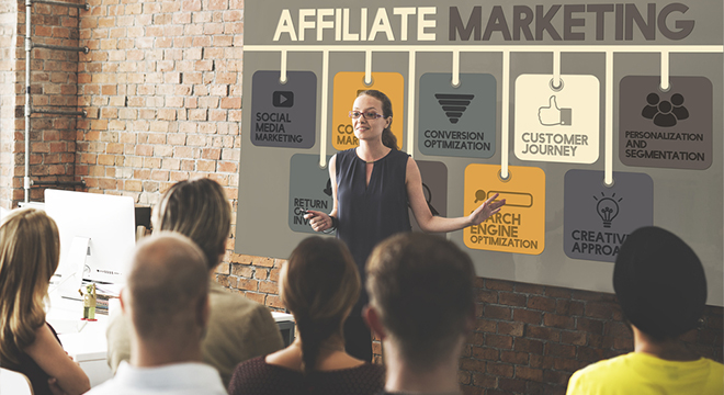 teacher explaining affiliate marketing to the students